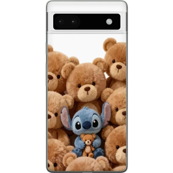 Kompatibel Mobilcover til Google Pixel 6a Sød og tryg illustration med en fantasifigur omgivet af bamser i varm stil