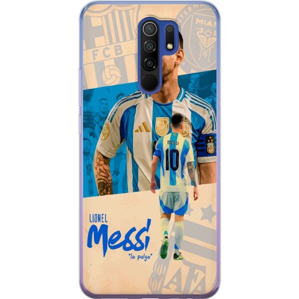 Kompatibel Mobilcover til Xiaomi Redmi 9 Portræt af Lionel Messi i Argentinas trøje, ikonisk design til fodboldfans med passion og energi