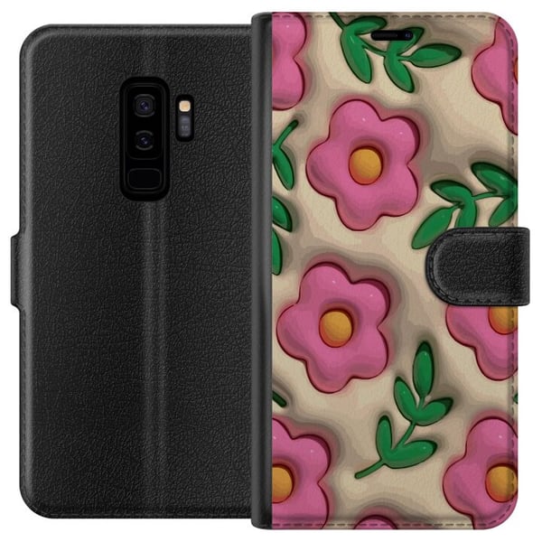 Kompatibelt Plånboksfodral till Samsung Galaxy S9+ Bubbliga Blommor Kompatibelt Plånboksfodral till Samsung Galaxy S9+ Bubbliga Blommor