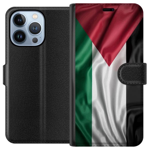 Kompatibelt Plånboksfodral till Apple iPhone 13 Pro Palestinaflaggan – ikoniskt frihetsmotiv i rött, svart, vitt och grönt