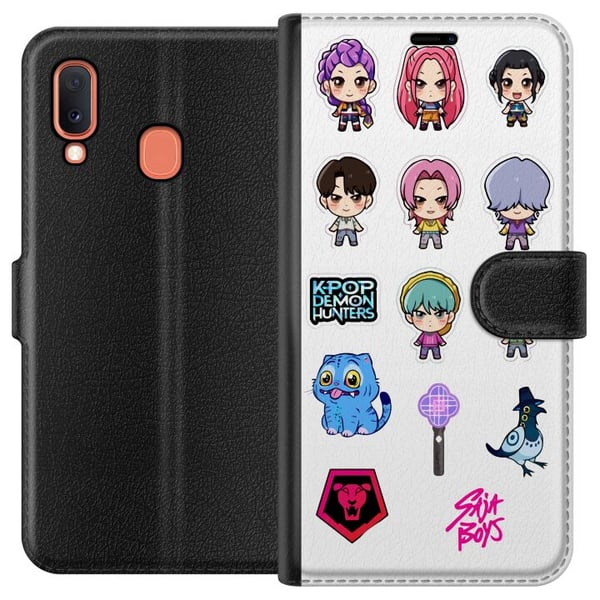Kompatibelt Plånboksfodral till Samsung Galaxy A20e Kpop Demon Hunters Chibi Cute Idols Anime Style Cartoon Kawaii Art