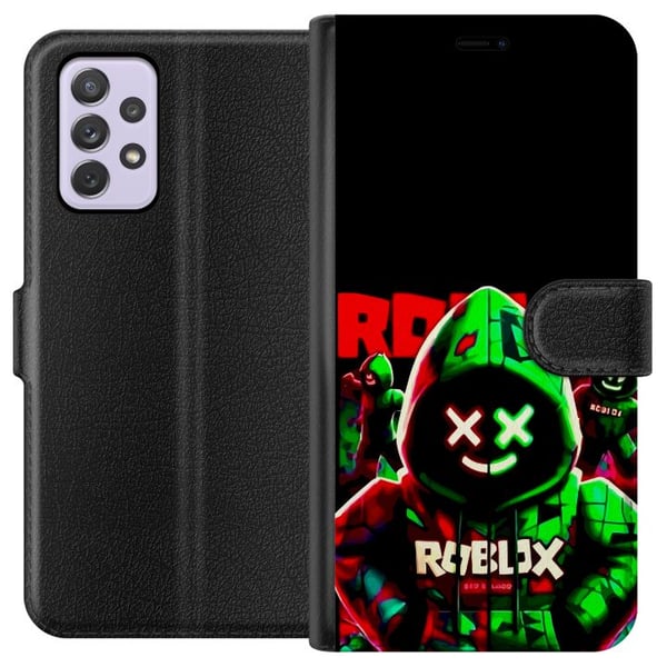 Kompatibelt Lommeboketui til Samsung Galaxy A52s 5G Roblox Shadow Squad-design i en mørk, neoninspirert stil med grønne og røde kontraster for en kul