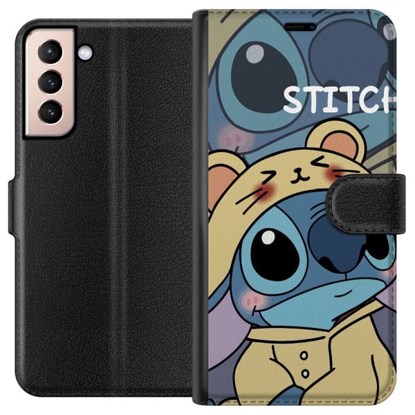 Kompatibelt Lommeboketui til Samsung Galaxy S21 Disney Stitch blå alien med skilpadde figur Kompatibelt Lommeboketui til Samsung Galaxy S21 Disney Stitch blå alien med skilpadde figur