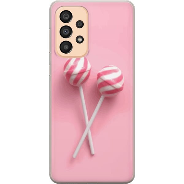 Yhteensopiva Puhelinkuori Samsung Galaxy A33 5G Vaaleanpunaiset tikkarit ja karkkidesign – Söpö pastellikuvio trendikkäille asusteille
