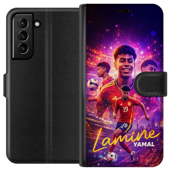 Kompatibelt Lommeboketui til Samsung Galaxy S21+ 5G Lamine Yamal-fotballplakat i spansk landslagsdrakt med fartsfylt action, fargerik sportsillustras Kompatibelt Lommeboketui til Samsung Galaxy S21+ 5G Lamine Yamal-fotballplakat i spansk landslagsdrakt med fartsfylt action, fargerik sportsillustras