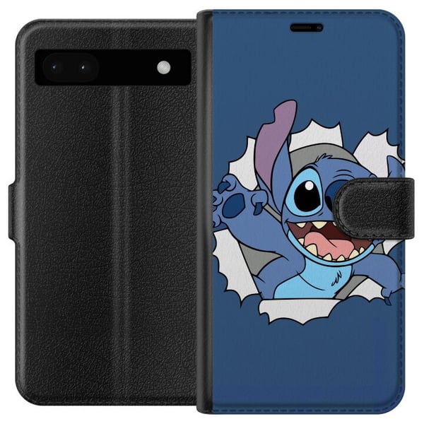 Kompatibelt Plånboksfodral till Google Pixel 6a Disney Stitch Lilo and Stitch blå figur cute alien kawaii cartoon character funny poster retro design