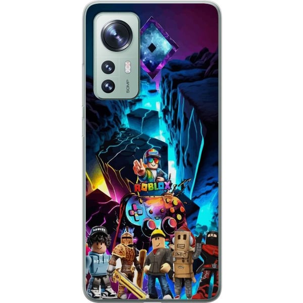 Yhteensopiva Puhelinkuori Xiaomi 12 Roblox-futuristinen neonmaailma, jossa on peliohjaimia, hahmoja ja valotehosteita – täydellinen kaikille pelifane