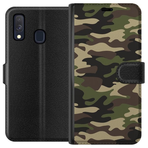 Kompatibel Tegnebogsetui til Samsung Galaxy A40 Militær