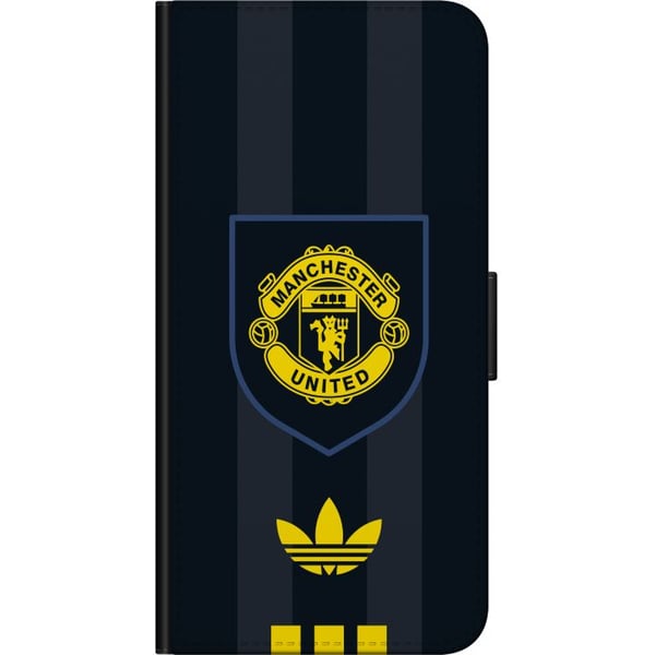 Kompatibelt Lommeboketui til Motorola Moto G9 Play Manchester United plakat Adidas våpenskjold fotballklubb Premier League logo gul svart retro desig