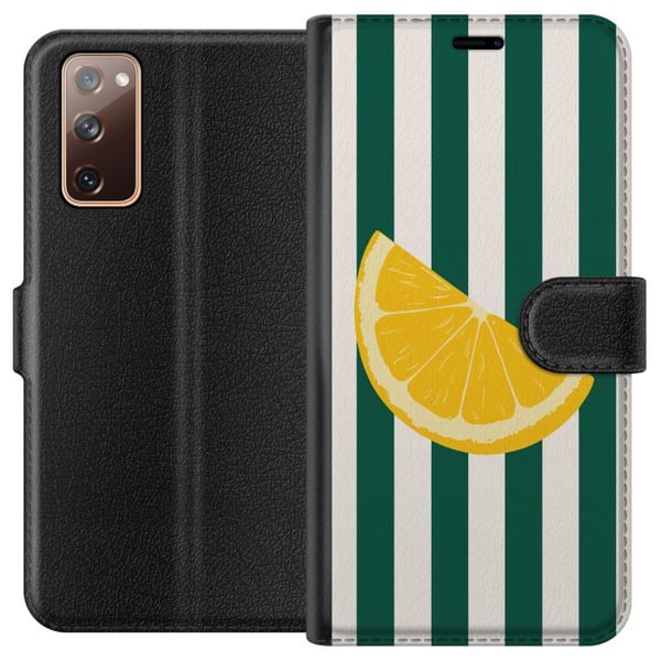 Kompatibel Tegnebogsetui til Samsung Galaxy S20 FE Citron citrus citronmønster gul frugt køkkendekoration sommerprint retrostil indretning tapet fris