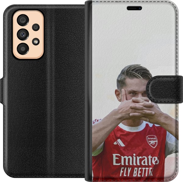 Kompatibel Tegnebogsetui til Samsung Galaxy A33 5G Martin Ødegaard kunst – Nærbilledeillustration i Arsenal-kamptrøje