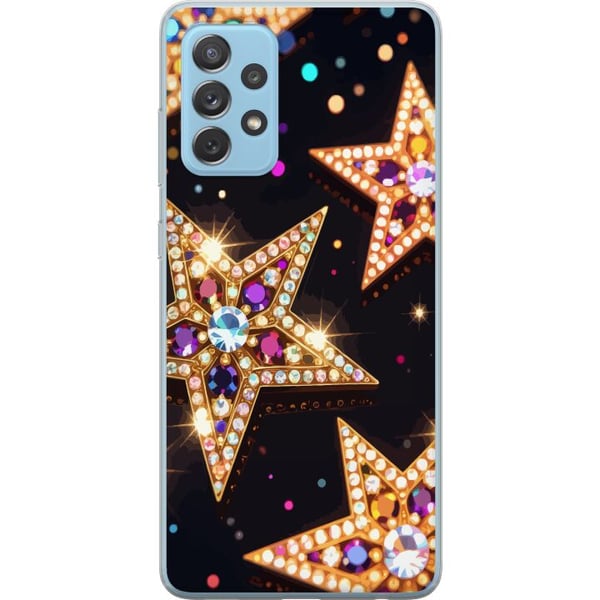 Kompatibelt Mobildeksel til Samsung Galaxy A52 5G Gyldne glitterstjerner med krystaller og festlig lyseffekt på mørk bakgrunn, et elegant motiv for j Kompatibelt Mobildeksel til Samsung Galaxy A52 5G Gyldne glitterstjerner med krystaller og festlig lyseffekt på mørk bakgrunn, et elegant motiv for j