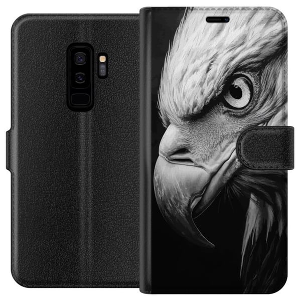 Kompatibelt Plånboksfodral till Samsung Galaxy S9+ Örn porträtt realistisk närbild kraftfull eagle fågel djurmotiv stark wildlife illustration natur Kompatibelt Plånboksfodral till Samsung Galaxy S9+ Örn porträtt realistisk närbild kraftfull eagle fågel djurmotiv stark wildlife illustration natur