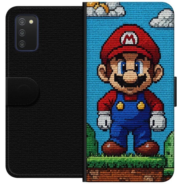 Kompatibelt Lommeboketui til Samsung Galaxy A03s Nintendo Super Mario plakat retro gaming 8bit pikselkunst spill klassisk spillhelt veggmaleri design