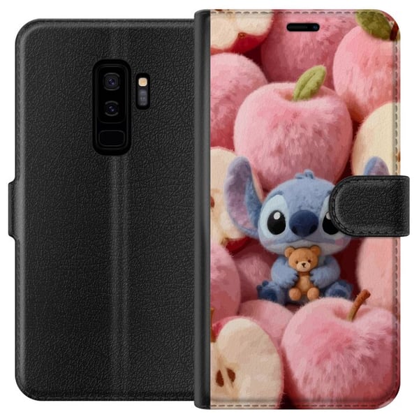 Kompatibelt Plånboksfodral till Samsung Galaxy S9+ Stitch i fluffiga rosa äpplen med liten nalle i charmig kawaii-estetik Kompatibelt Plånboksfodral till Samsung Galaxy S9+ Stitch i fluffiga rosa äpplen med liten nalle i charmig kawaii-estetik