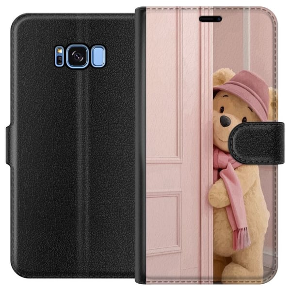 Kompatibelt Plånboksfodral till Samsung Galaxy S8 Beige nalle med hatt och scarf romantisk ljus design med varm ton och mjuk stilren känsla