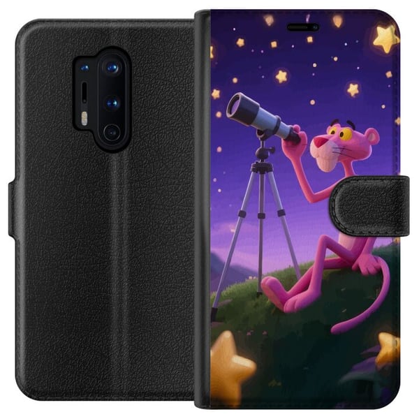 Kompatibel Tegnebogsetui til OnePlus 8 Pro Pink Panther Stars med Den Lyserøde Panter blandt stjerner – et retro og charmerende motiv