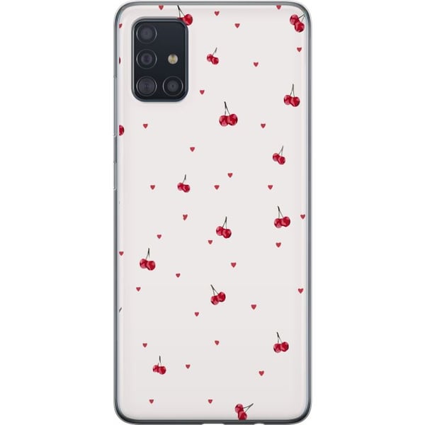 Kompatibelt Mobildeksel til Samsung Galaxy A51 Kirsebær og hjerter på hvit bakgrunn søt romantisk design med minimalistisk følelse og myke toner Kompatibelt Mobildeksel til Samsung Galaxy A51 Kirsebær og hjerter på hvit bakgrunn søt romantisk design med minimalistisk følelse og myke toner