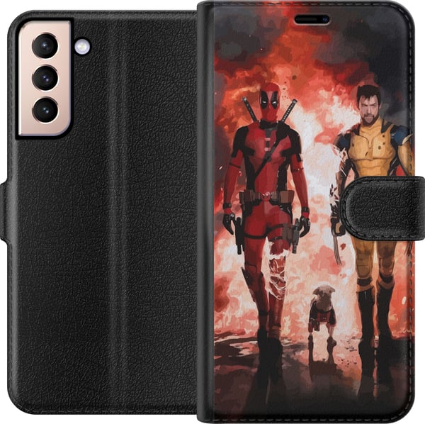 Kompatibelt Plånboksfodral till Samsung Galaxy S21 Wolverine Deadpool