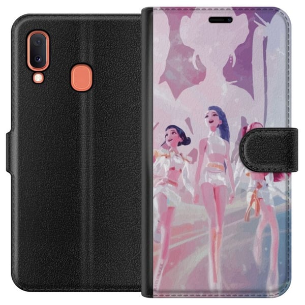 Kompatibelt Plånboksfodral till Samsung Galaxy A20e K-Pop Demon Hunters silver idol trio – futuristisk K-pop inspirerad gruppdesign med glittrande sc