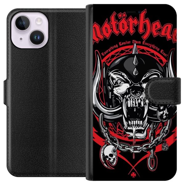 Yhteensopiva Lompakkokotelo Apple iPhone 14 Motörhead-pääkallo punaisena ja mustana, hard rock -design klassisen metallin ja energian ystäville