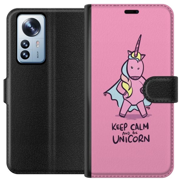Kompatibelt Plånboksfodral till Xiaomi 12 Pro Keep Calm Enhörning