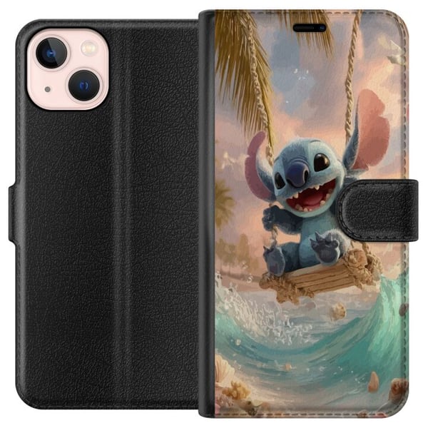 Kompatibelt Plånboksfodral till Apple iPhone 13 mini Disney Stitch collectible figur blå alien