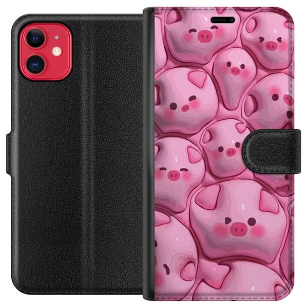 Kompatibel Tegnebogsetui til Apple iPhone 11 Boblende Grise Kompatibel Tegnebogsetui til Apple iPhone 11 Boblende Grise