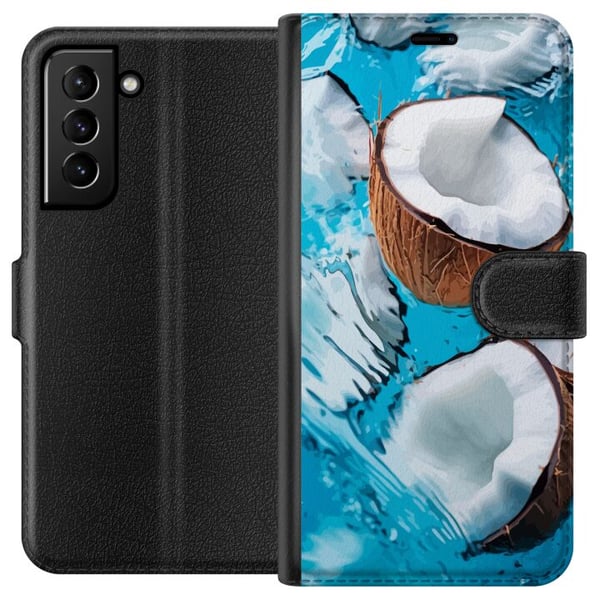 Kompatibelt Lommeboketui til Samsung Galaxy S21+ 5G Kokosnøtt Basseng Sommer Strand Paradis Kompatibelt Lommeboketui til Samsung Galaxy S21+ 5G Kokosnøtt Basseng Sommer Strand Paradis