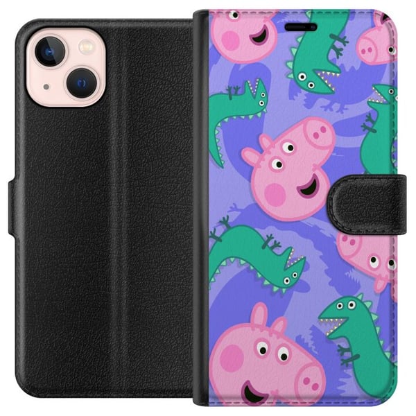 Kompatibelt Plånboksfodral till Apple iPhone 13 mini Greta Gris Kompatibelt Plånboksfodral till Apple iPhone 13 mini Greta Gris