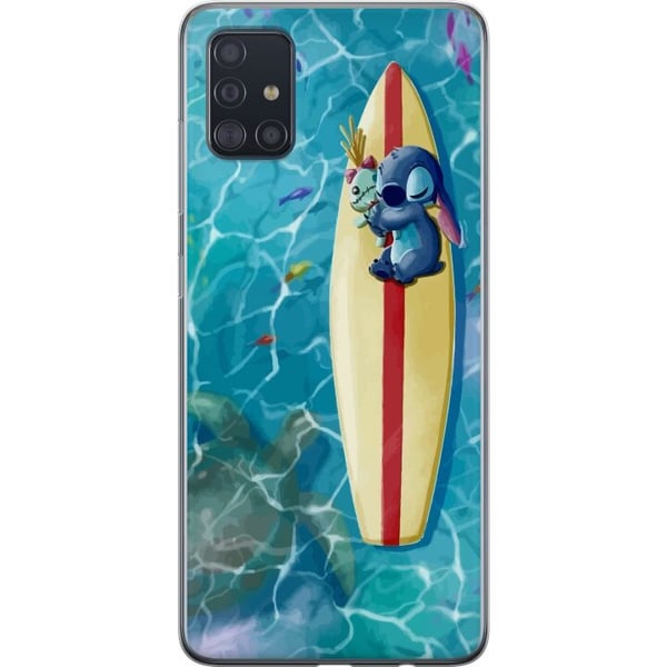 Kompatibelt Mobildeksel til Samsung Galaxy A51 Stitch som hviler på et surfebrett i turkis vann i sommerlig stil Kompatibelt Mobildeksel til Samsung Galaxy A51 Stitch som hviler på et surfebrett i turkis vann i sommerlig stil