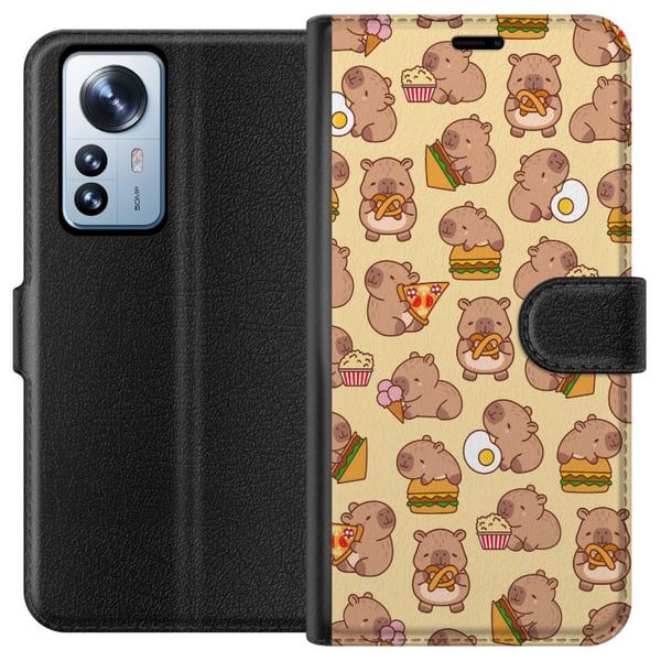 Yhteensopiva Lompakkokotelo Xiaomi 12 Pro Kawaii capybara puhelinkotelo useilla söpöillä hahmoilla