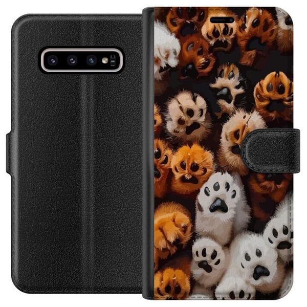 Kompatibelt Plånboksfodral till Samsung Galaxy S10+ Djurens tassar i närbild gullig och detaljrik design fylld av värme mjukhet och lekfull energi