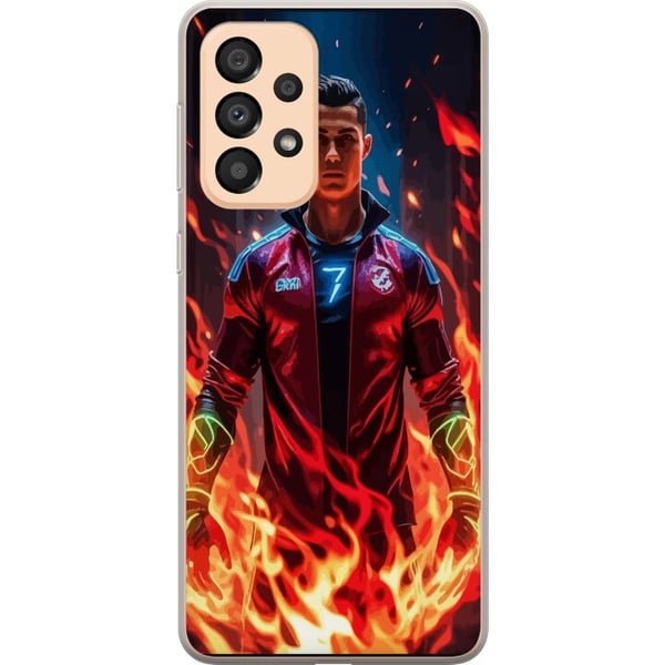 Yhteensopiva Puhelinkuori Samsung Galaxy A33 5G Ronaldo Inferno - jalkapallolegenda liekeissä