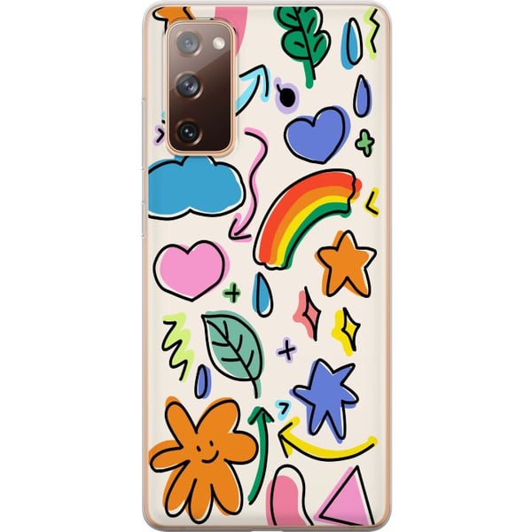 Kompatibelt Mobildeksel til Samsung Galaxy S20 FE Doodle-illustrasjon med stjerner, hjerter, regnbue, skyer, blader og piler – perfekt for deg som li Kompatibelt Mobildeksel til Samsung Galaxy S20 FE Doodle-illustrasjon med stjerner, hjerter, regnbue, skyer, blader og piler – perfekt for deg som li
