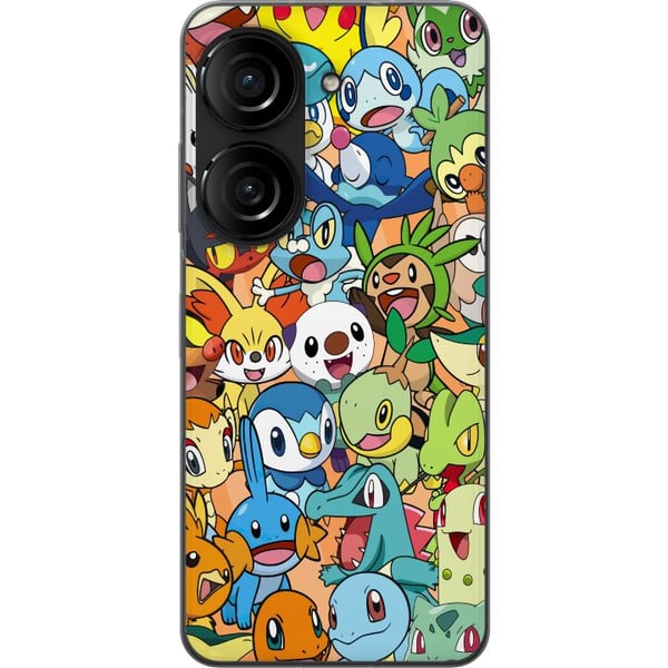 Kompatibel Mobilcover til Asus Zenfone 10 Pokémon-design – Pikachu-collage i farverig illustration til samlere
