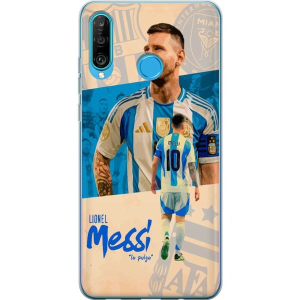 Kompatibelt Mobilskal till Huawei P30 lite Lionel Messi porträtt i Argentina tröja ikonisk design för fotbollsfans med passion och energi