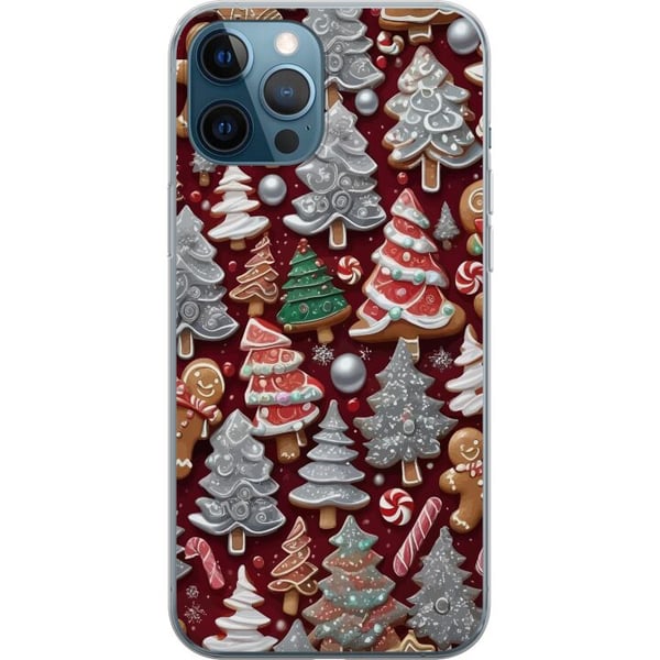 Kompatibelt Mobilskal till Apple iPhone 12 Pro Christmas cookies julkakor gingerbread granar pepparkakor holiday pattern candy cane julgran design