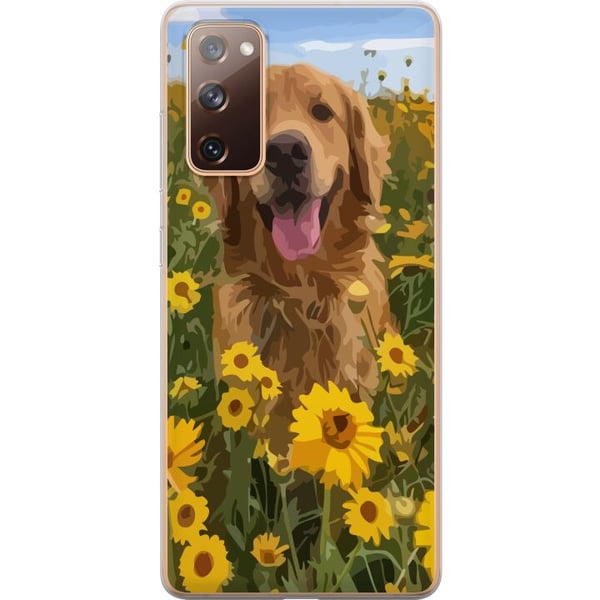 Kompatibelt Mobilskal till Samsung Galaxy S20 FE Golden Retriever Solrosfält Hundmotiv Natur Sommar Design