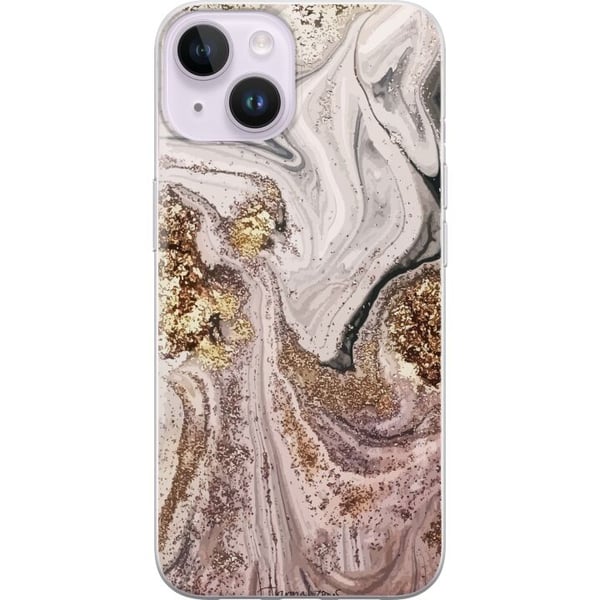 Kompatibelt Mobilskal till Apple iPhone 14 Plus Beige marmor med guldglitter struktur elegant design med lyxig känsla perfekt för modern stil Kompatibelt Mobilskal till Apple iPhone 14 Plus Beige marmor med guldglitter struktur elegant design med lyxig känsla perfekt för modern stil