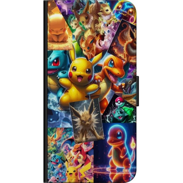 Kompatibelt Lommeboketui til Samsung Galaxy A03s Pokémon-illustrasjon – Pikachu, Eevee og Charmander i fargerik design