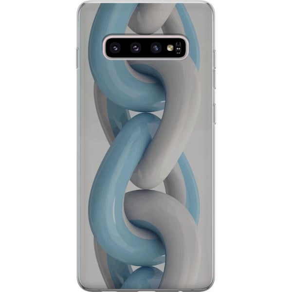 Kompatibelt Mobilskal till Samsung Galaxy S10+ Blå kedjedesign i metallisk ton modern industriell stil med djup och tredimensionell känsla