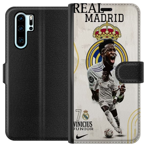 Yhteensopiva Lompakkokotelo Huawei P30 Pro Real Madrid Vinícius Júnior hyökkääjä numeron 7 paidassa seuran logo valkoinen peliasu energinen poseeraus