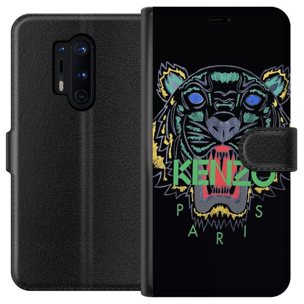 Kompatibel Tegnebogsetui til OnePlus 8 Pro Kenzo tiger Paris modeplakat mode luksus streetwear-brand logo ikonisk sort baggrund retro kunst