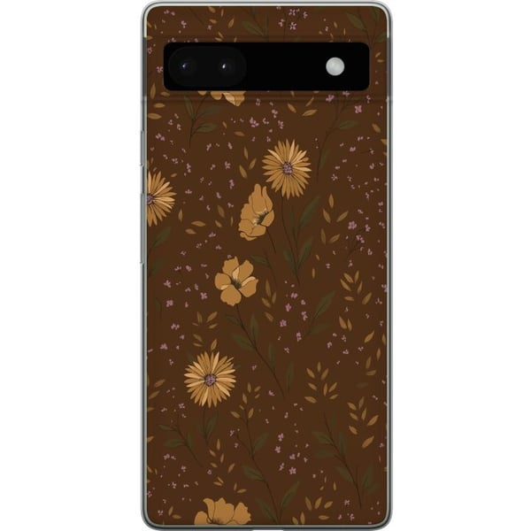 Yhteensopiva Puhelinkuori Google Pixel 6a Retro kukkakuvio ruskea tausta kukat vintage 70-luvun tyyli boheemi tapettisuunnittelu painatus