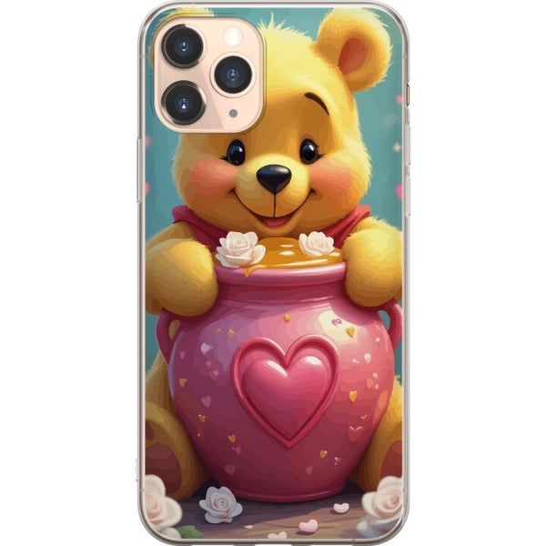 Kompatibelt Mobildeksel til Apple iPhone 11 Pro Søt gul bjørn inspirert av Ole Brumm med hjerteformet rosa krukke og honning, et varmt og sjarmerende