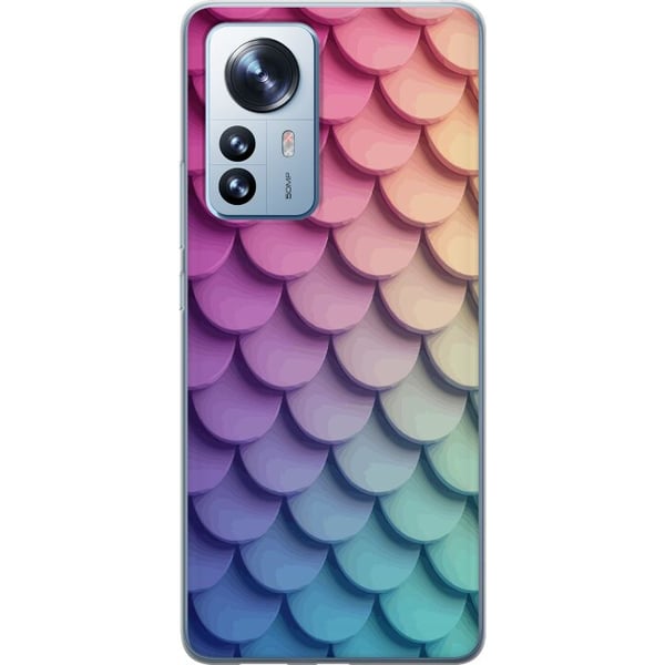 Yhteensopiva Puhelinkuori Xiaomi 12 Pro Suomuinen pastellikuvio, jossa on pehmeästi limittäisiä muotoja vaaleanpunaisen, violetin ja sinisen sävyissä