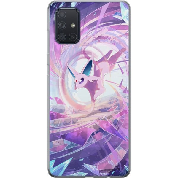 Kompatibel Mobilcover til Samsung Galaxy A71 Espeon Pokémon-illustration – Magisk lilla motiv med krystaller og stjerner