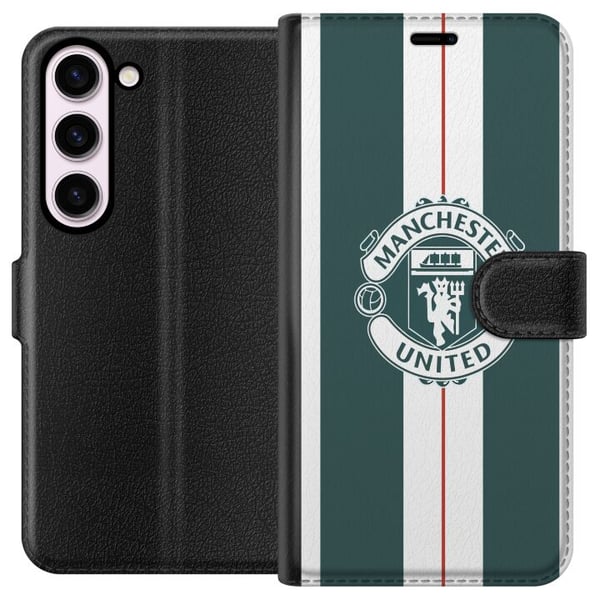 Kompatibel Tegnebogsetui til Samsung Galaxy S23 Manchester United logo våbenskjold fodbold klub Premier League Red Devils plakat retro hvid grøn desi Kompatibel Tegnebogsetui til Samsung Galaxy S23 Manchester United logo våbenskjold fodbold klub Premier League Red Devils plakat retro hvid grøn desi