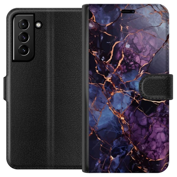 Kompatibelt Lommeboketui til Samsung Galaxy S21+ 5G Marmor Blå Lilla Kompatibelt Lommeboketui til Samsung Galaxy S21+ 5G Marmor Blå Lilla